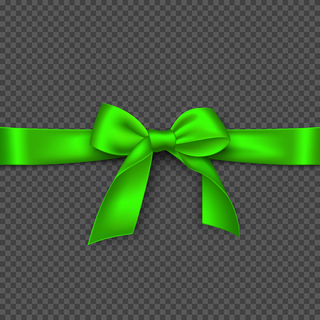Realistic bright green bow and ribbon. Element for decoration gifts, greetings, holidays. Vector illustration.のイラスト素材