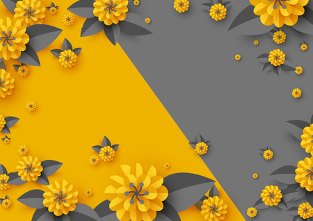 Abstract paper cut flowers.のイラスト素材