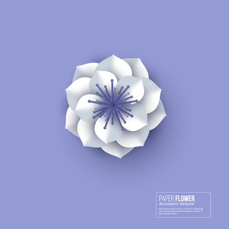 Paper cut flower white color.のイラスト素材