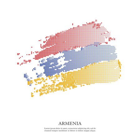 Armenia flag with halftone effect, grunge texture. Isolated on white background. Vector illustration.のイラスト素材