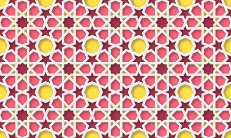 3d arabic background. Islamic geometric pattern in traditional style, muslim ornament. Vector illustration.のイラスト素材