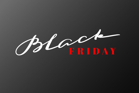 Black Friday lettering. Hand drawn calligraphy with black background for banners, flyers, labels. Vector illustration.のイラスト素材