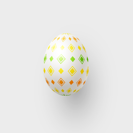 Abstract 3d Easter egg with geometric pattern. Decorative element for Easter holidays. White background. Vector illustration.のイラスト素材