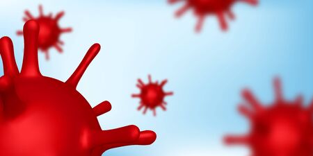 Vector 3d abstract virus, bacteria. Red cells infected organism, virus background.のイラスト素材