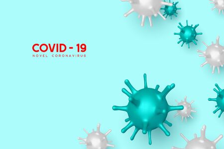 Coronavirus, virus strain of MERS-Cov and Novel coronavirus 2019-nCoV, Covid-19. Vector dangerous virus, medical bacterial cells.のイラスト素材