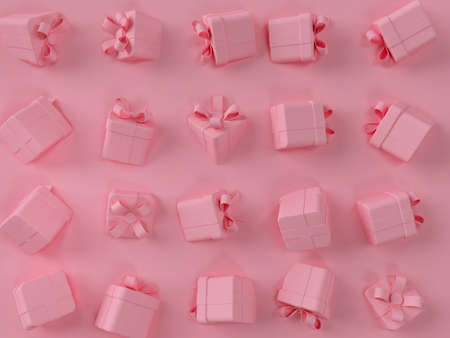 3d pink gift box scene.の写真素材