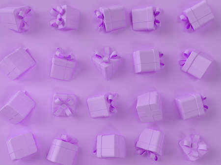 3d purple gift box scene.