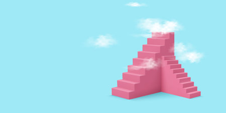 ladder to the cloud. Vector editable templateのイラスト素材