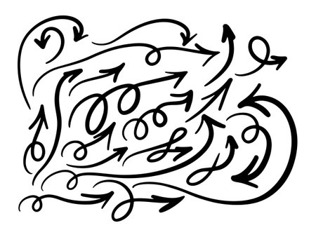 Set of hand drawn black arrows. Vector illustration, EPS 10.のイラスト素材