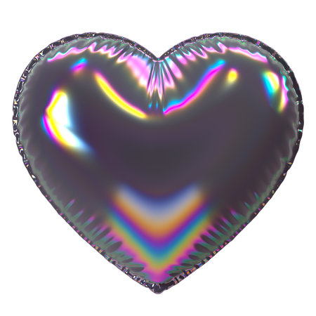 Balloon Holographic 3D Heart. 3d render illustration.の写真素材