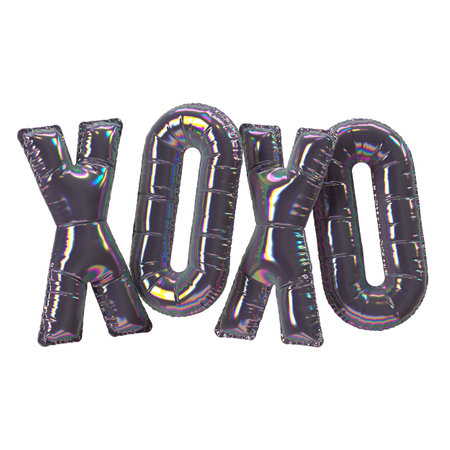 Balloon Holographic 3D Xoxo. 3d render illustration.の写真素材