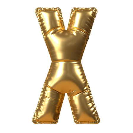 Gold Balloon Letter X. 3d render illustration.の写真素材