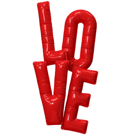 Balloon Red Love Word. 3d render illustration.の写真素材
