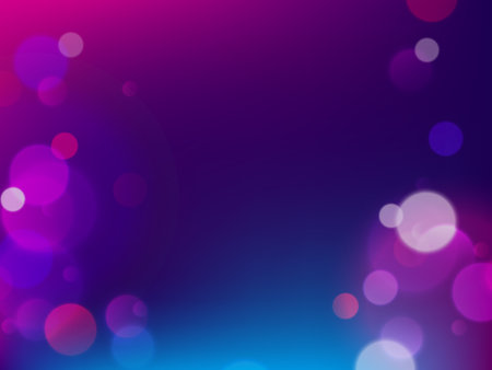 Purple and blue bokeh background. Defocused magic glowing lights. Abstract vector sparkle illustration.のイラスト素材