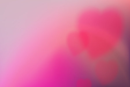Pink gradient background with blur hearts. Pastel vector fantasy gradient for Valentines Day. Vector illustration.のイラスト素材