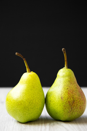 Tasty fresh pears, side view. Closeup. Organic fruits.の写真素材