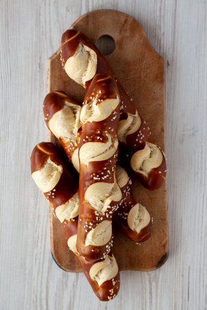 Homemade Soft Pretzel Sticks with Salt Ready to Eat