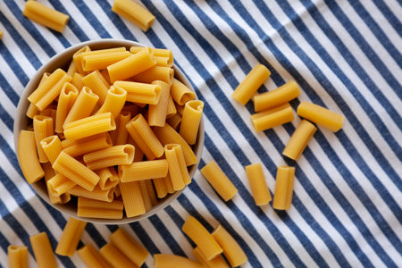 Homemade Raw Heart-Shaped Pasta in a Bowl, top view.