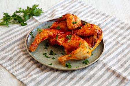 Healthy Homemade Spatchcocked Grilled Piri-Piri Chicken with Parsleyの写真素材