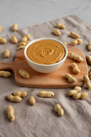 Organic Peanut Butter in a Bowl, side view.