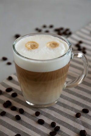 Homemade Latte Macchiato in Glasses, side view.の写真素材