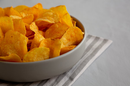 Crunchy Cheese Flavored Potato Chips Ready to Eatの写真素材
