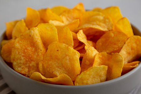 Crunchy Cheese Flavored Potato Chips Ready to Eatの写真素材
