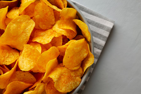 Crunchy Cheese Flavored Potato Chips Ready to Eatの写真素材