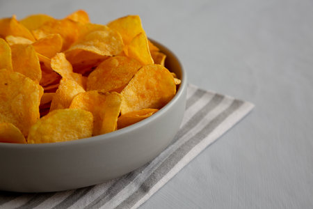 Crunchy Cheese Flavored Potato Chips Ready to Eatの写真素材