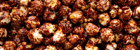 Homemade Chocolate Caramel Popcorn Ready to Eatの写真素材