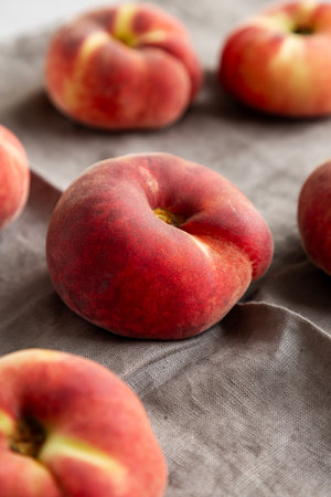 Fresh juicy ripe fig peaches, side view.の写真素材