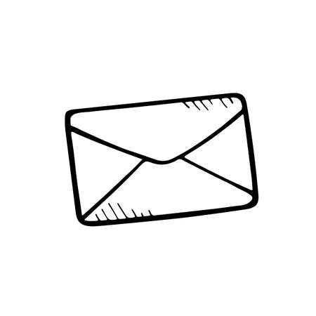 Mail icon element. Envelopes for postcard. Doodle style letter. Hand drawing sketch.のイラスト素材