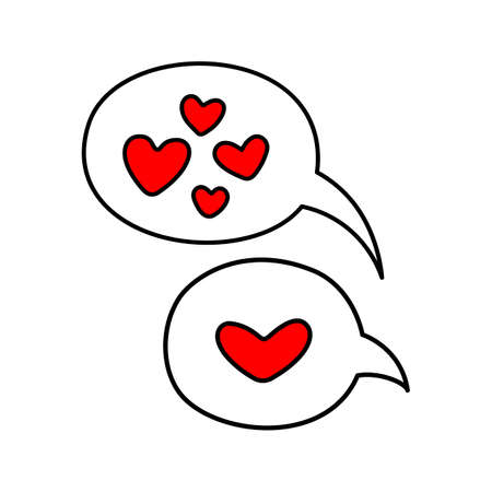 Hearts in speech bubbles. Talk about love. Vector illustration. Design for web, prints, cards and banner. Valentine's day theme poster.のイラスト素材
