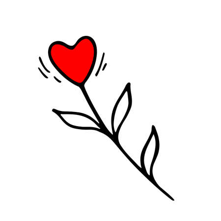 Vector hand drawn love flover. Outline doodle icon. Sketch illustration for print, web, mobile and infographics isolated on white background. Valentine's day theme.のイラスト素材