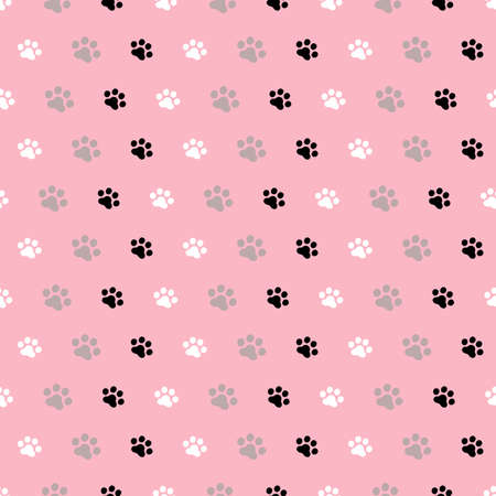 Cute simple seamless pattern with paw prints. Great for baby fabric, textile, nursery wallpaper. Childish vector background. Pastel Colors.のイラスト素材