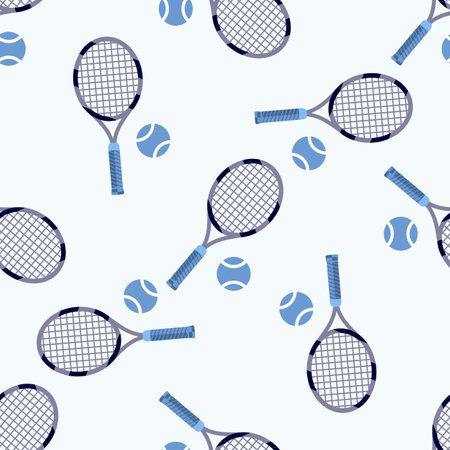 Sports equipment for tennis in the form of a tennis racket and tennis ball. The concept of an active lifestyle and sports training. Vector illustration on a colored background.のイラスト素材