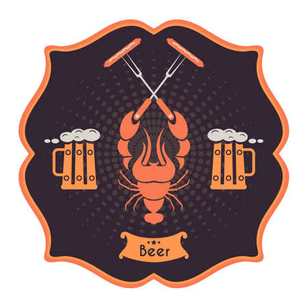 Pub poster, brewery design, beer advertisement banner. Graphic background. Information about beer. Vector illustration. Flat design.のイラスト素材