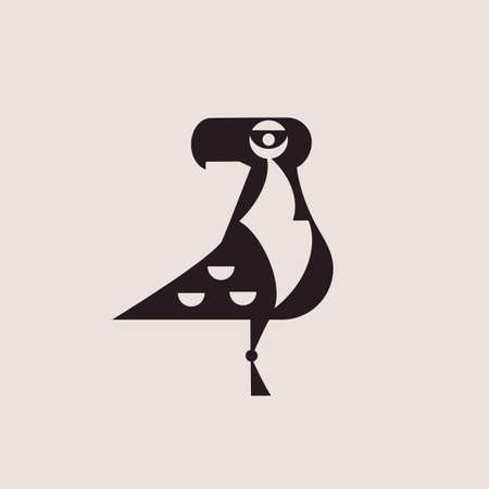 A bright, proud bird is an eagle. Vector illustration on a colored background. Logo. Flat design..のイラスト素材