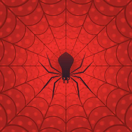 Spider - a symbol of Halloween on the background of the cobweb. Vector illustration..のイラスト素材