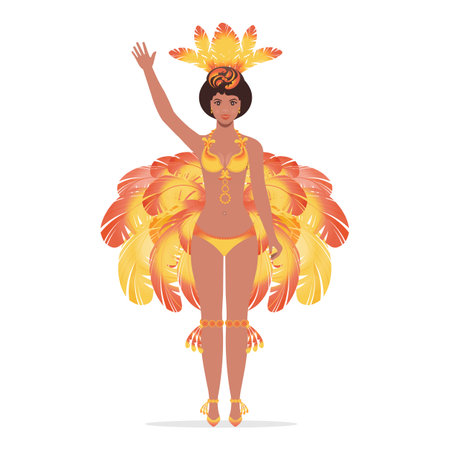 Brazilian samba dancer dancing at the carnival. Modern ballroom and ethnic dances. A dancer in motion, in the studio, on stage or in a dance hall. Vector illustration..のイラスト素材