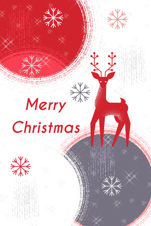 Universal artistic template for Christmas cards, greetings and corporate invitations with a pattern of colorful spots in an abstract style. Stylish graphic design for banner, postcard, poster.のイラスト素材