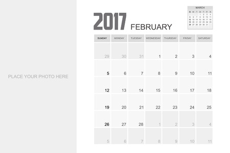 2017 FEBRUARY Calendar Planner Design.のイラスト素材