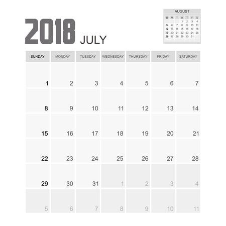 2018 JULY Calendar Planner Design.のイラスト素材