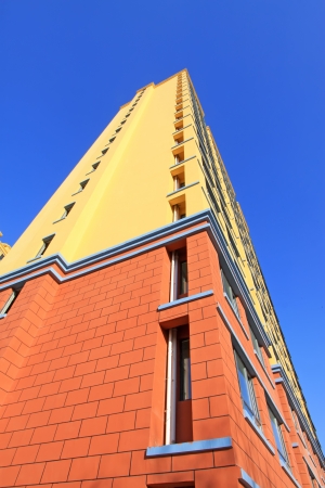 unfinished color building, under the blu sky backgroundのeditorial素材