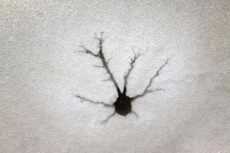 cracked ice on river in winter, Chinaの写真素材