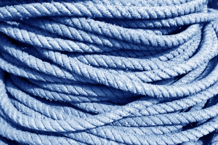 piles of coir ropes on a tricycle, in the ZuiDong pier, Luannan County, Hebei Province, Chinaの写真素材