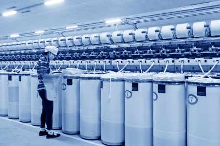 Luannan, November 20, 2012  Machinery and equipment in a spinning production line in the Zeao spinning company, in November 20, 2012, Luannan County, china  This is the largest of a modern spinning company in Hebei province  のeditorial素材