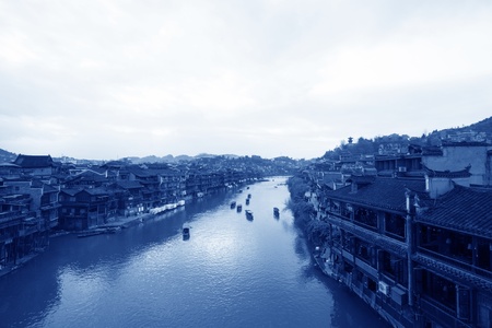 Phoenix County, April 15  Tuojiang River both banks scenery on April 15, 2012, Phoenix County, Hunan Province, Chinaのeditorial素材