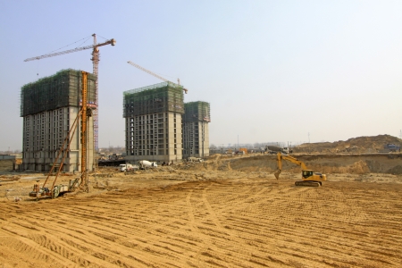 high rise residential construction site in a city, north china のeditorial素材