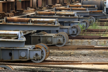 motor trolley in a dockの写真素材